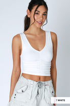 V Neck Shirred Top-Tanks-Krush Kandy, Women's Online Fashion Boutique Located in Phoenix, Arizona (Scottsdale Area)