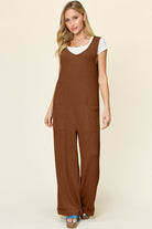 Double Take Full Size Texture Sleeveless Wide Leg Jumpsuit-Krush Kandy, Women's Online Fashion Boutique Located in Phoenix, Arizona (Scottsdale Area)