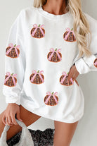 Pink Bow Pumpkin Sequin Sweatshirt-Sweaters-Krush Kandy, Women's Online Fashion Boutique Located in Phoenix, Arizona (Scottsdale Area)