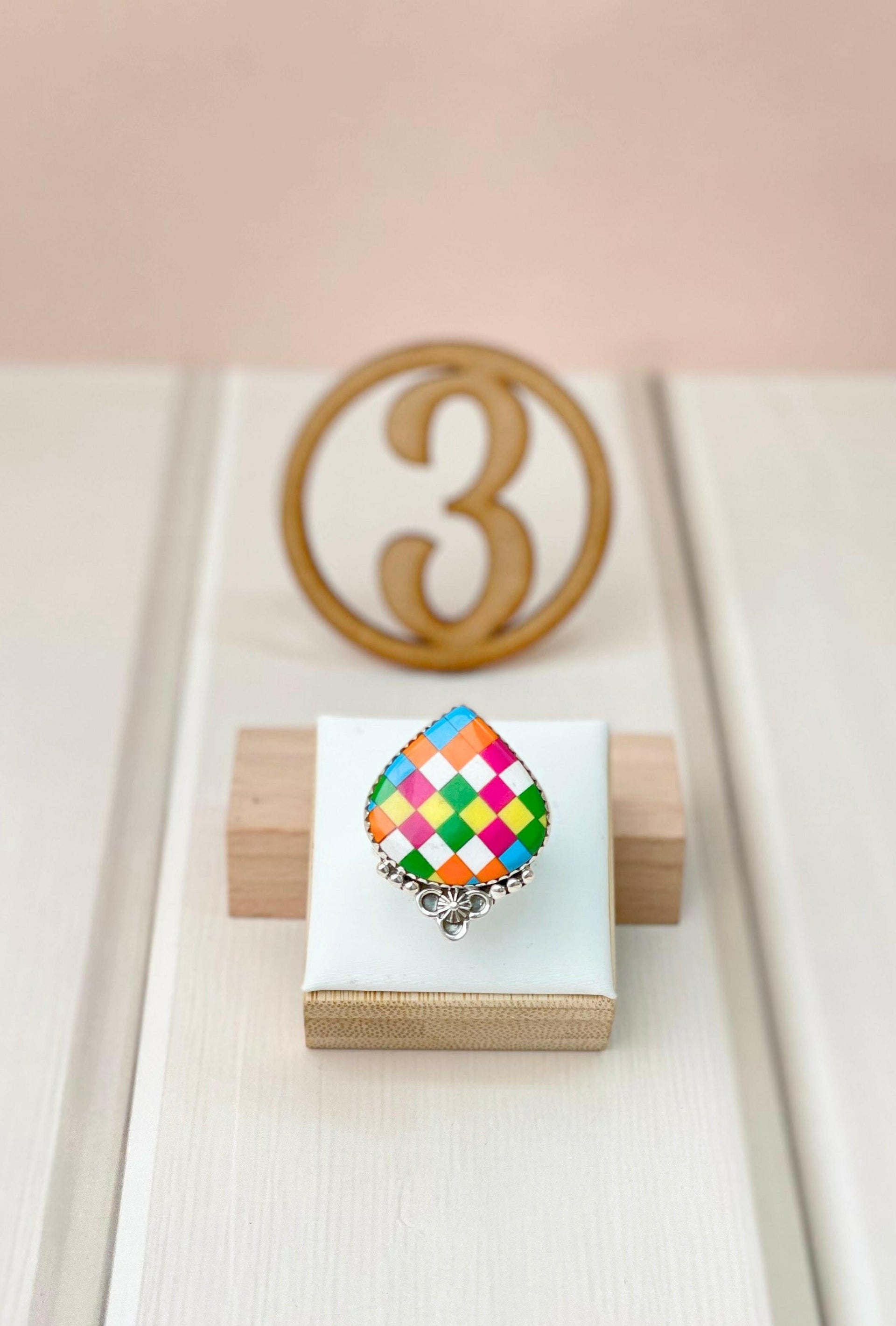 Summer Checkers Slab Rings-Rings-Krush Kandy, Women's Online Fashion Boutique Located in Phoenix, Arizona (Scottsdale Area)