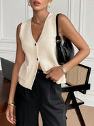 V-Neck Button Down Sweater Vest-Tops-Krush Kandy, Women's Online Fashion Boutique Located in Phoenix, Arizona (Scottsdale Area)