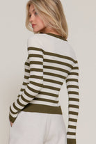Long Sleeve Crew Neck Stripe Sweater Cardigan-Cardigan-Krush Kandy, Women's Online Fashion Boutique Located in Phoenix, Arizona (Scottsdale Area)