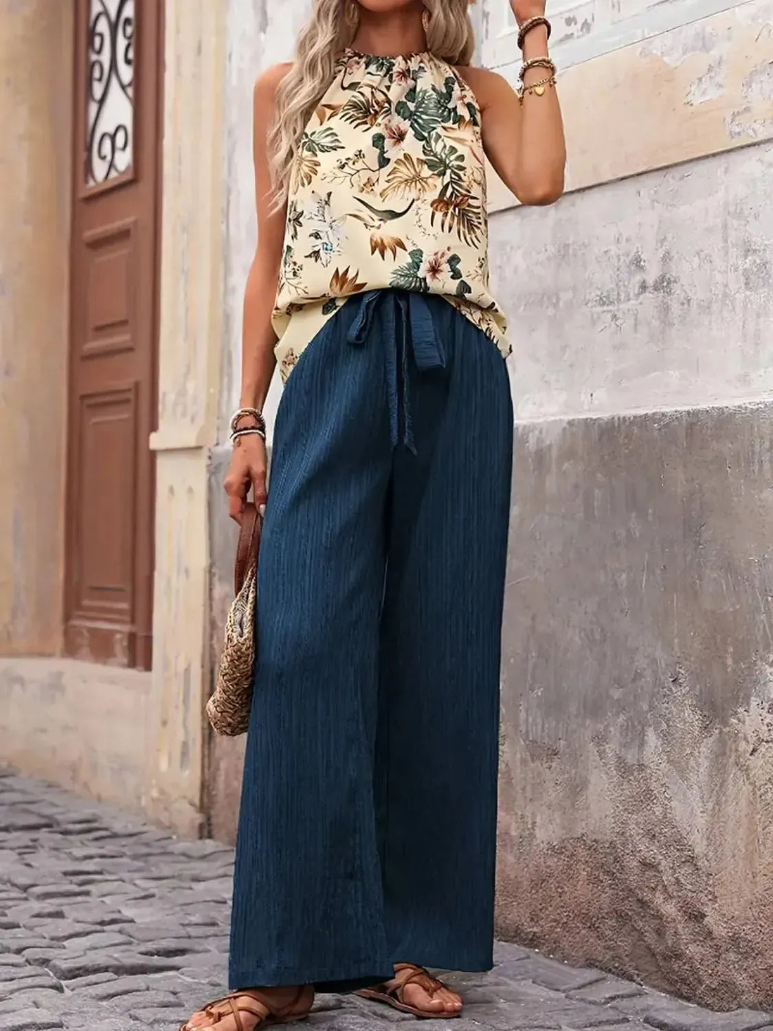 Printed Tank Top and Wide Leg Pants Set-Tops-Krush Kandy, Women's Online Fashion Boutique Located in Phoenix, Arizona (Scottsdale Area)