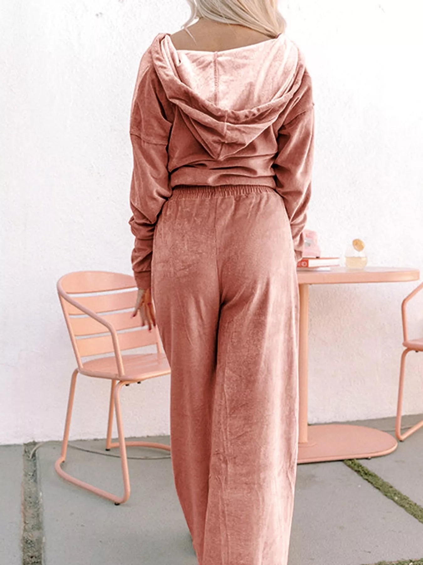 Zip Up Dropped Shoulder Hooded Top and Pants Set-2 Piece Outfit Sets-Krush Kandy, Women's Online Fashion Boutique Located in Phoenix, Arizona (Scottsdale Area)