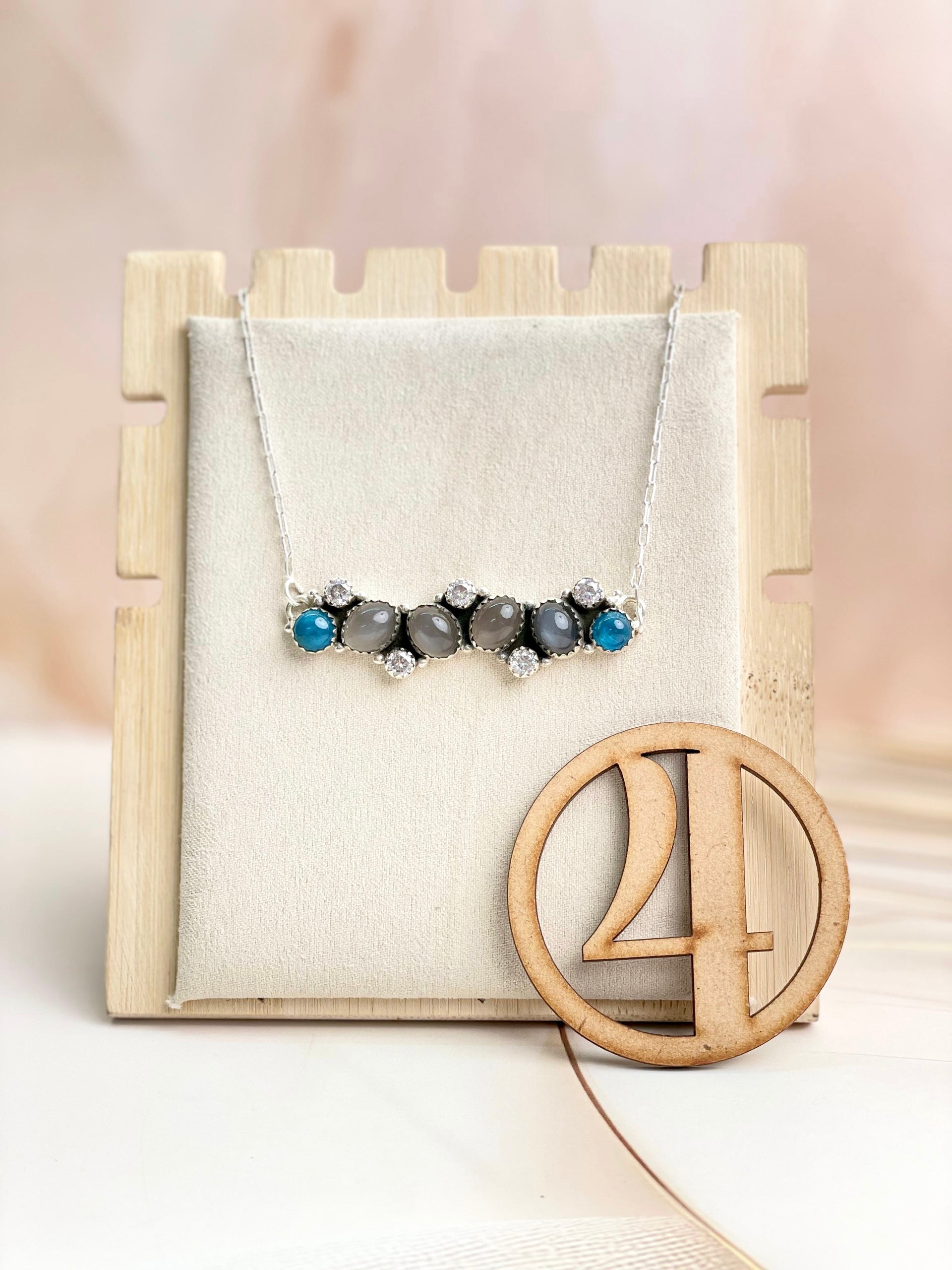 Grey Moonstone & Blue Apatite Necklace Sno 11-Necklaces-Krush Kandy, Women's Online Fashion Boutique Located in Phoenix, Arizona (Scottsdale Area)