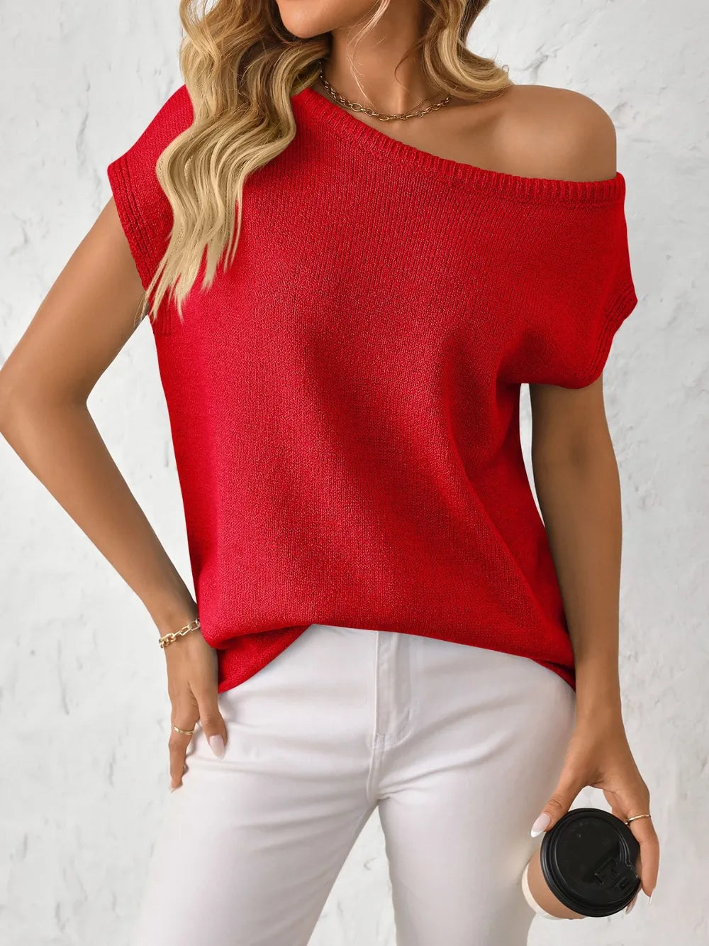 Mandy Boat Neck Short Sleeve Knit Top-Tops-Krush Kandy, Women's Online Fashion Boutique Located in Phoenix, Arizona (Scottsdale Area)