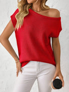Mandy Boat Neck Short Sleeve Knit Top-Tops-Krush Kandy, Women's Online Fashion Boutique Located in Phoenix, Arizona (Scottsdale Area)
