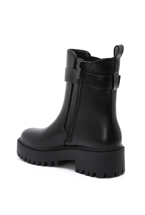 The Biker Black Buckle Lug-Sole Ankle Boot-Shoes-Krush Kandy, Women's Online Fashion Boutique Located in Phoenix, Arizona (Scottsdale Area)