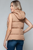 Cozy Chic: Hooded Puffer Vest - Khaki-Vests-Krush Kandy, Women's Online Fashion Boutique Located in Phoenix, Arizona (Scottsdale Area)