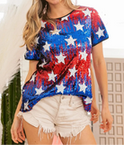 BiBi American Theme Star Pattern Sequin Top-tops-Krush Kandy, Women's Online Fashion Boutique Located in Phoenix, Arizona (Scottsdale Area)