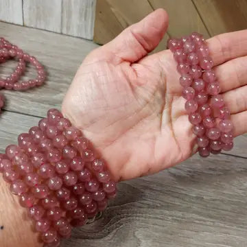 8mm Strawberry Quartz Beaded Stretch Bracelet-Beaded Bracelets-Krush Kandy, Women's Online Fashion Boutique Located in Phoenix, Arizona (Scottsdale Area)