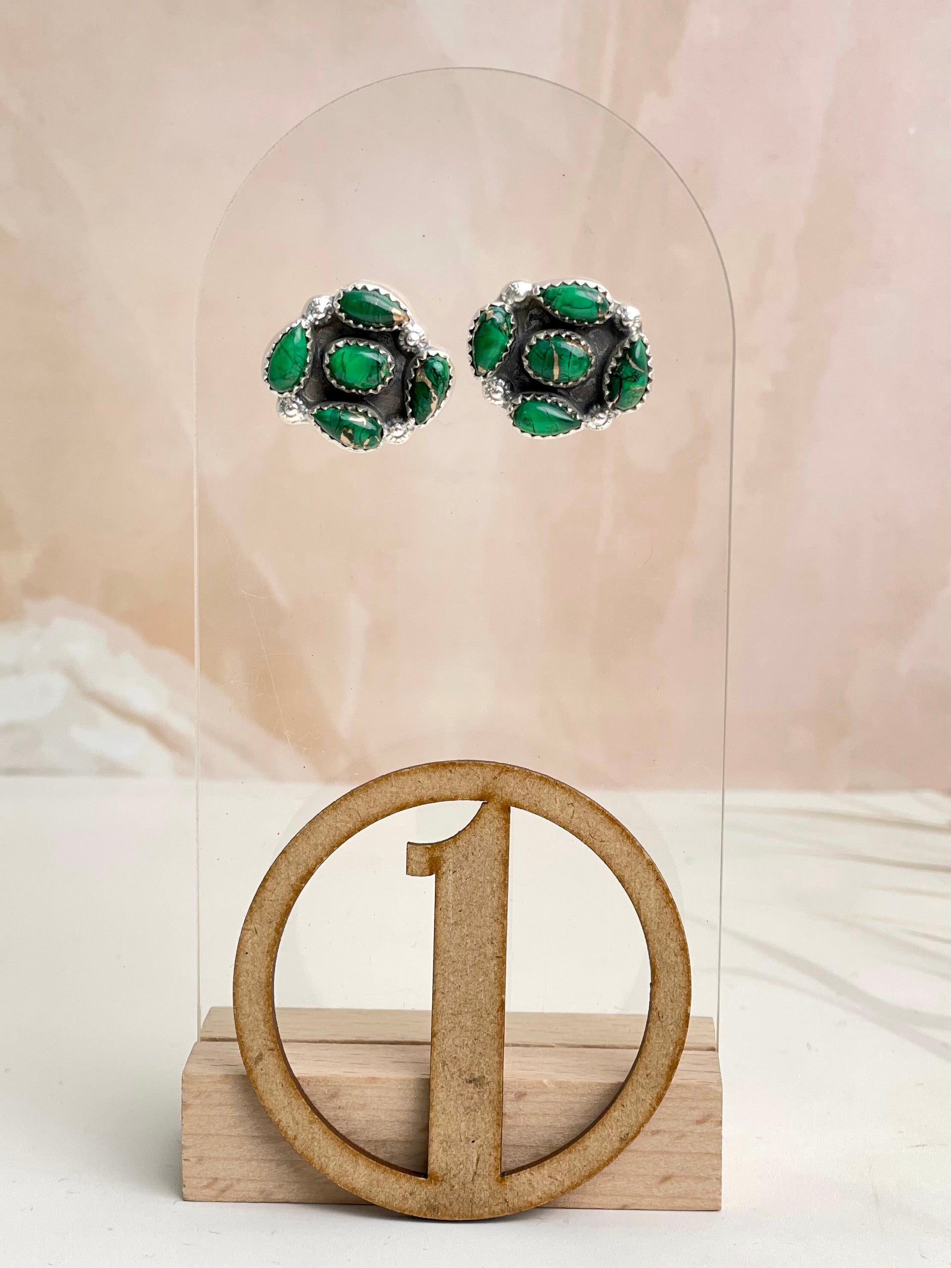 Irish Green Dahlia Studs sno 1-Earrings-Krush Kandy, Women's Online Fashion Boutique Located in Phoenix, Arizona (Scottsdale Area)