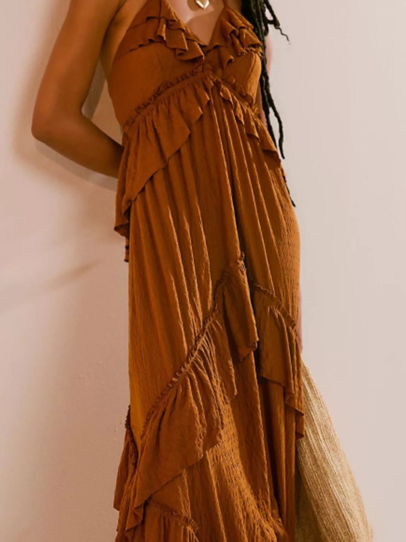 Ruffled Halter Neck Maxi Dress-Dresses-Krush Kandy, Women's Online Fashion Boutique Located in Phoenix, Arizona (Scottsdale Area)