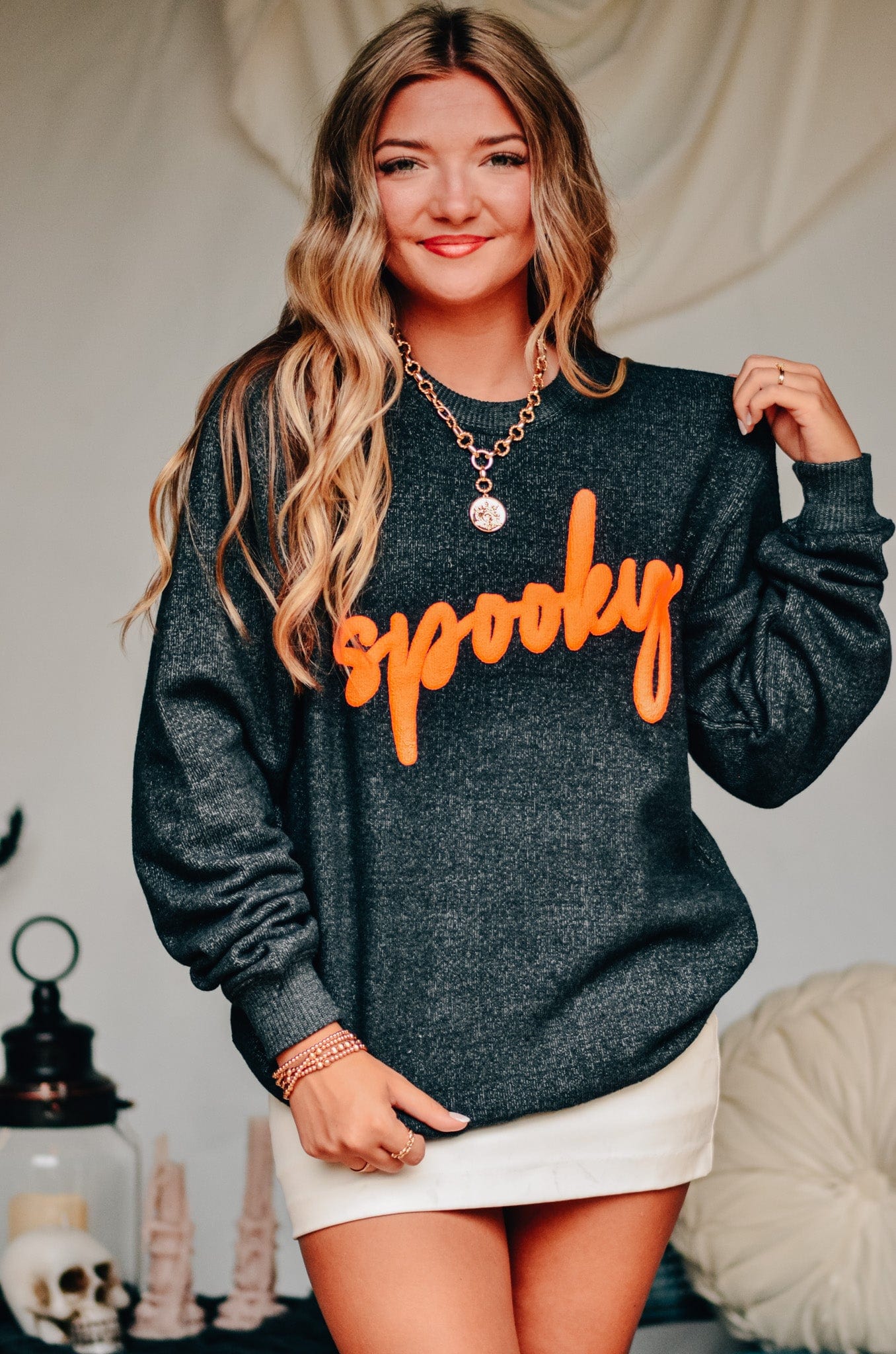 Spooky Knit Sweatshirt-Krush Kandy, Women's Online Fashion Boutique Located in Phoenix, Arizona (Scottsdale Area)