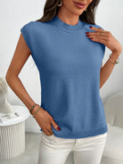 Mock Neck Cap Sleeve Knit Top-Tops-Krush Kandy, Women's Online Fashion Boutique Located in Phoenix, Arizona (Scottsdale Area)