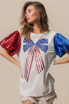 BiBi Sequin American Flag Bow Top-Tops-Krush Kandy, Women's Online Fashion Boutique Located in Phoenix, Arizona (Scottsdale Area)