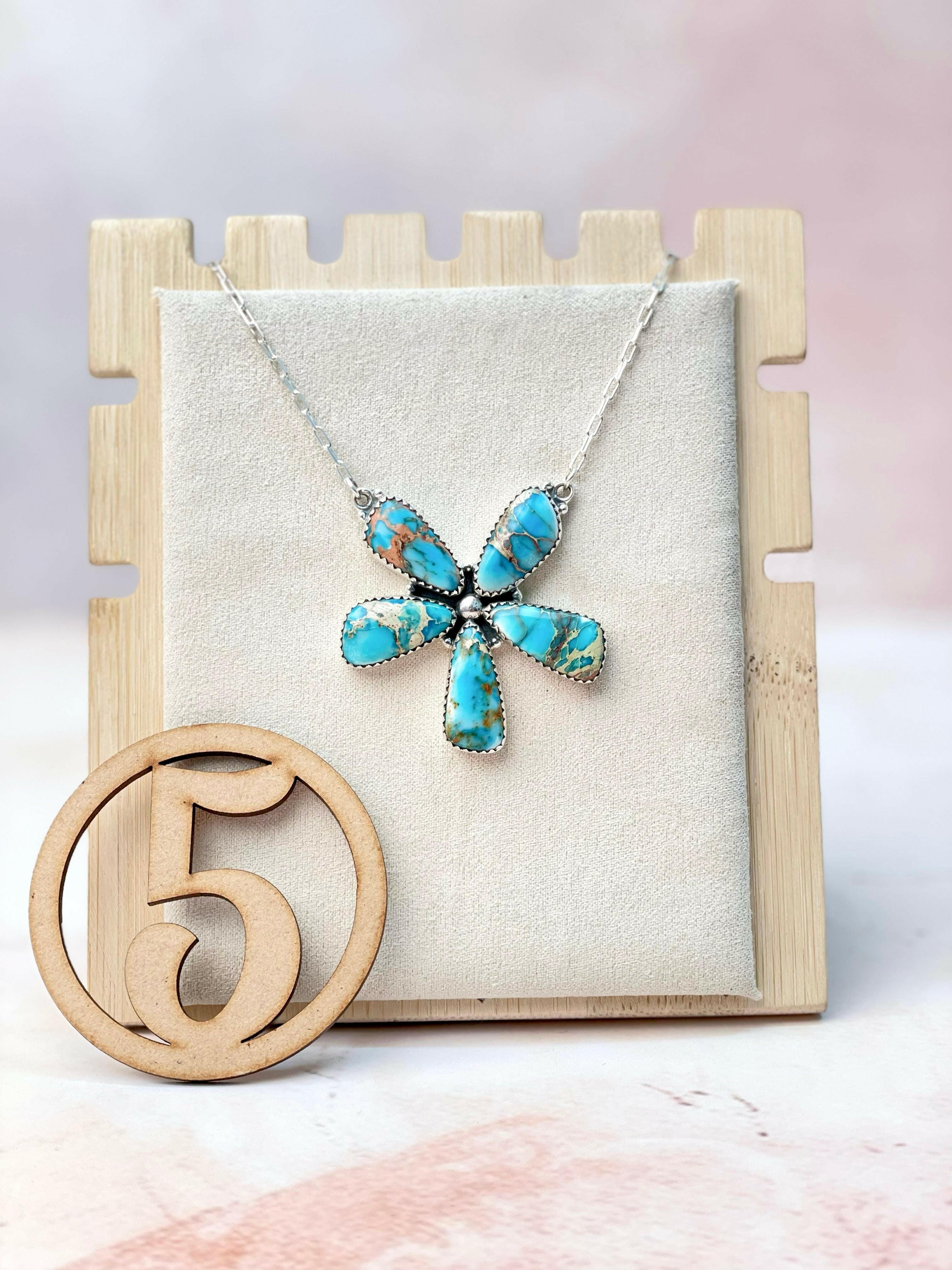 Desert Jasper Blue Flower Petals Necklace MADE TO ORDER-Necklaces-Krush Kandy, Women's Online Fashion Boutique Located in Phoenix, Arizona (Scottsdale Area)