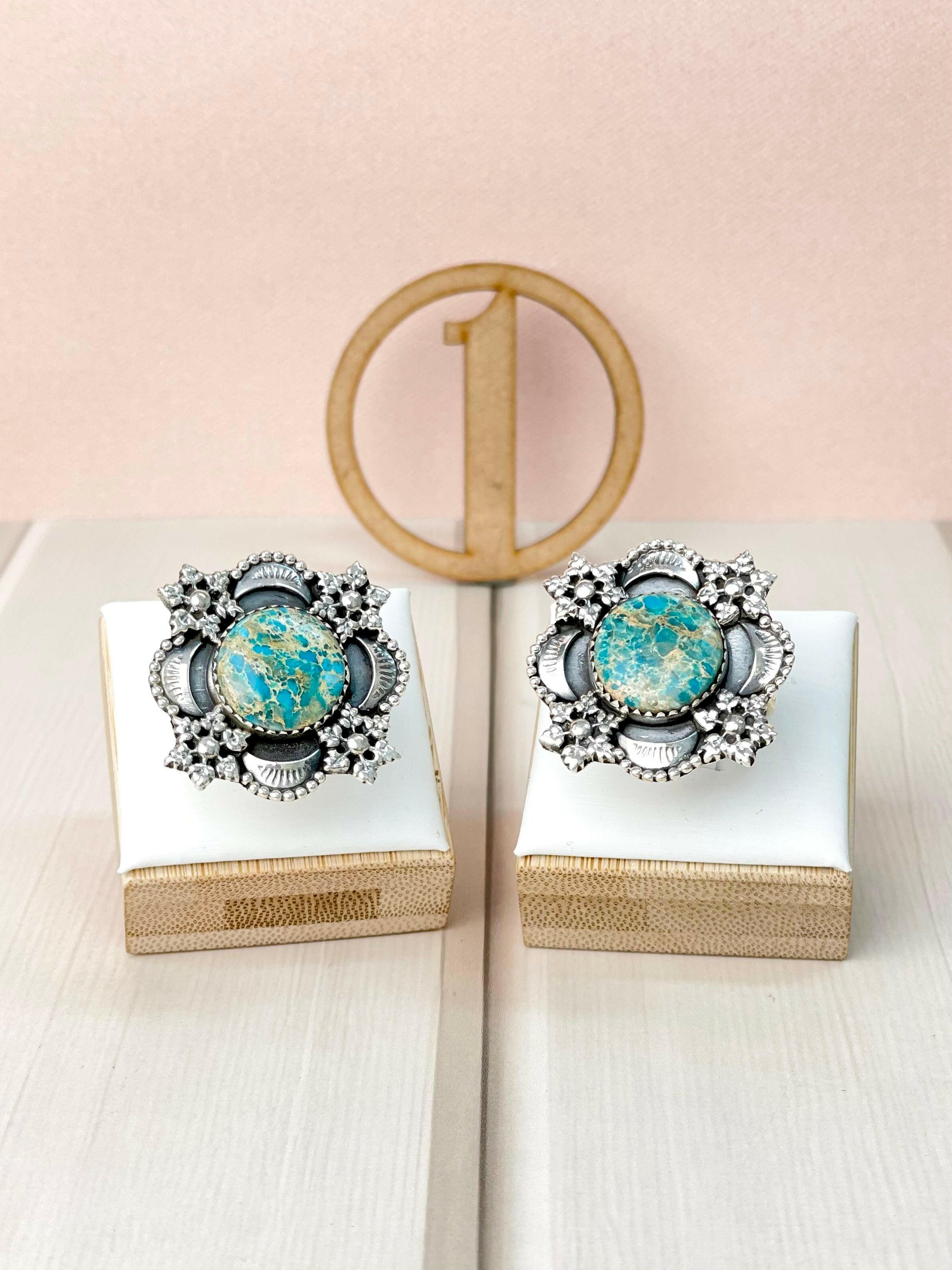 Floral Boho Multi Stone Slab Rings Bno. 5-Rings-Krush Kandy, Women's Online Fashion Boutique Located in Phoenix, Arizona (Scottsdale Area)