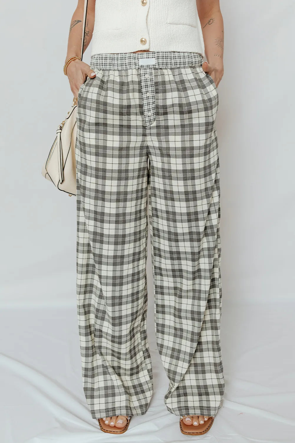 Plaid Wide-Leg Lounge Pants-Bottoms-Krush Kandy, Women's Online Fashion Boutique Located in Phoenix, Arizona (Scottsdale Area)