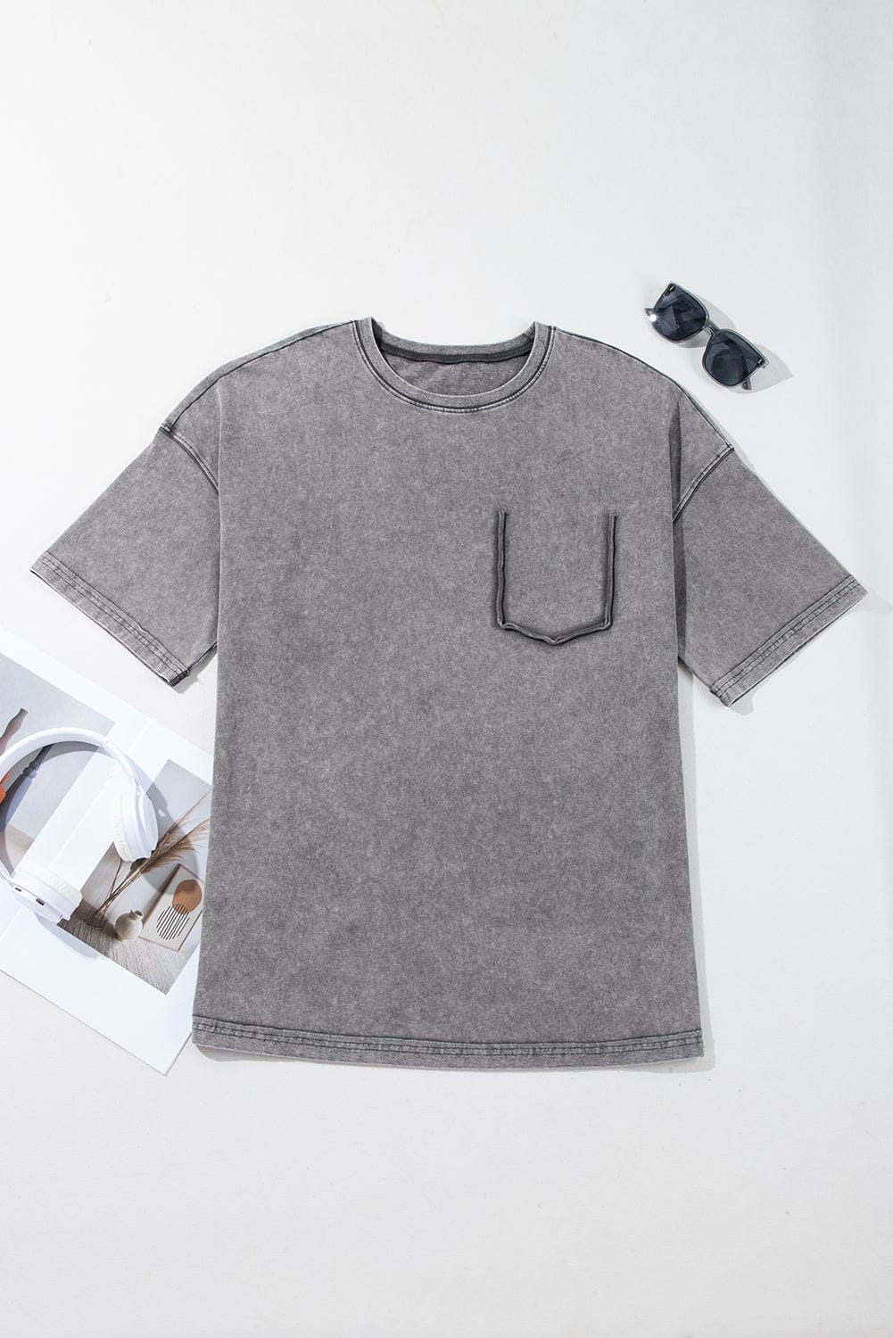 Vintage Wash Pocket Tee-Tops-Krush Kandy, Women's Online Fashion Boutique Located in Phoenix, Arizona (Scottsdale Area)