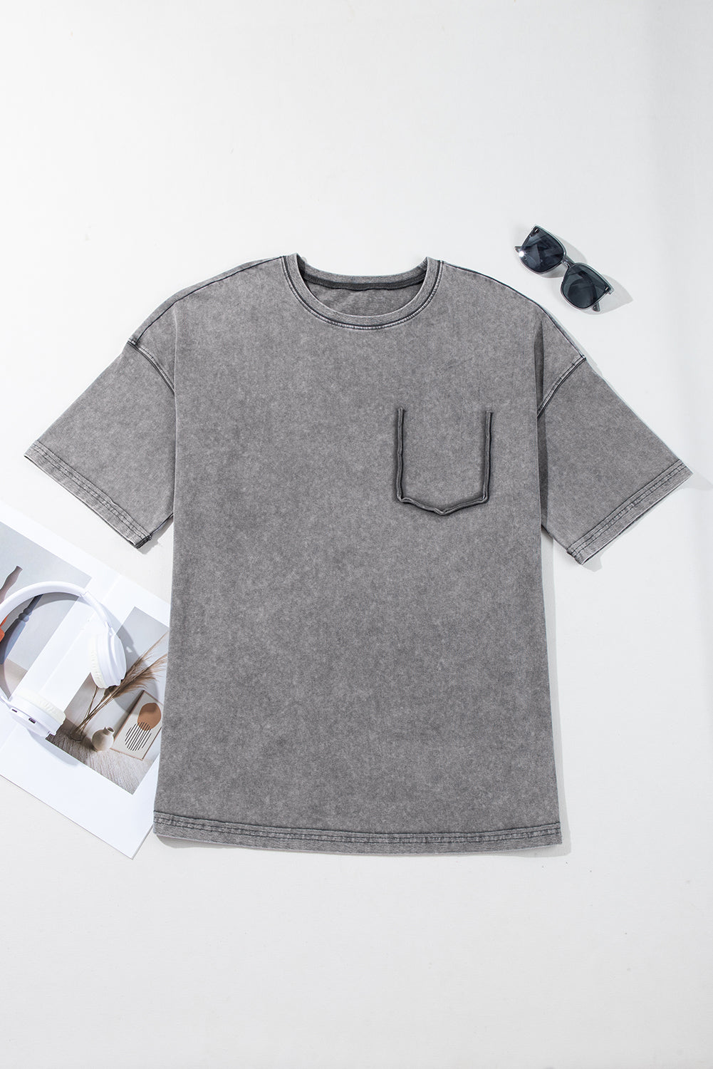 Vintage Wash Pocket Tee-Tops-Krush Kandy, Women's Online Fashion Boutique Located in Phoenix, Arizona (Scottsdale Area)