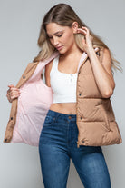 Cozy Chic: Hooded Puffer Vest - Khaki-Vests-Krush Kandy, Women's Online Fashion Boutique Located in Phoenix, Arizona (Scottsdale Area)