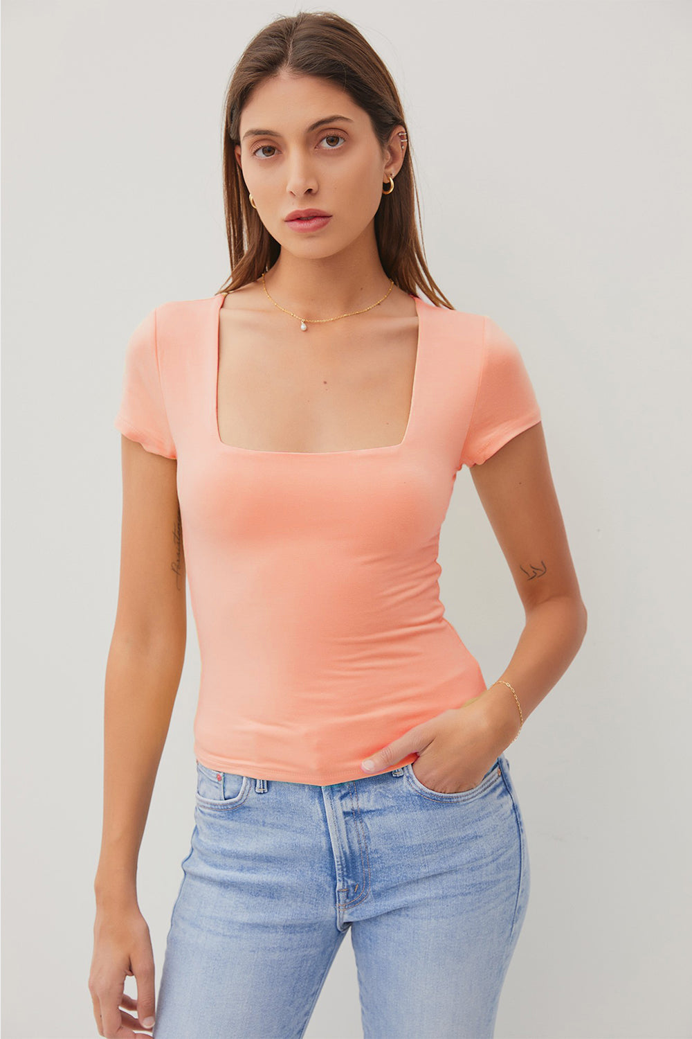 Be Cool Square Neck Short Sleeve T-Shirt-Krush Kandy, Women's Online Fashion Boutique Located in Phoenix, Arizona (Scottsdale Area)