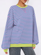 Striped Round Neck Long Sleeve Sweatshirt-Sweatshirt-Krush Kandy, Women's Online Fashion Boutique Located in Phoenix, Arizona (Scottsdale Area)