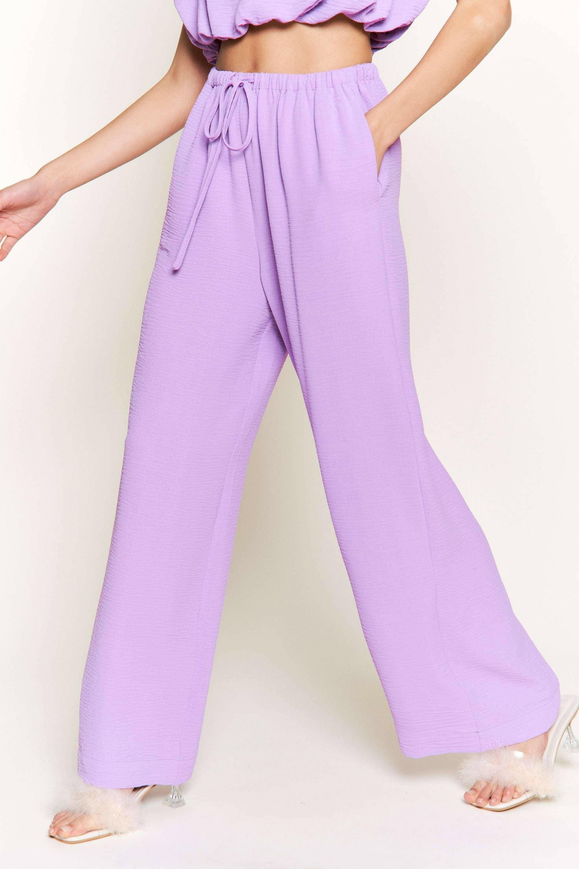 Lilac Lounge Wide Leg Pants-Pants-Krush Kandy, Women's Online Fashion Boutique Located in Phoenix, Arizona (Scottsdale Area)