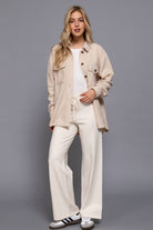 Long Sleeve Notched Collar Front Pocket Fleece Jacket-Coats-Krush Kandy, Women's Online Fashion Boutique Located in Phoenix, Arizona (Scottsdale Area)