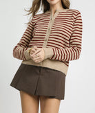 Umgee Striped Button-Up Knit Cardigan-Cardigans-Krush Kandy, Women's Online Fashion Boutique Located in Phoenix, Arizona (Scottsdale Area)