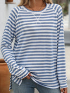 Striped Round Neck Long Sleeve T-Shirt-Long Sleeve Tops-Krush Kandy, Women's Online Fashion Boutique Located in Phoenix, Arizona (Scottsdale Area)