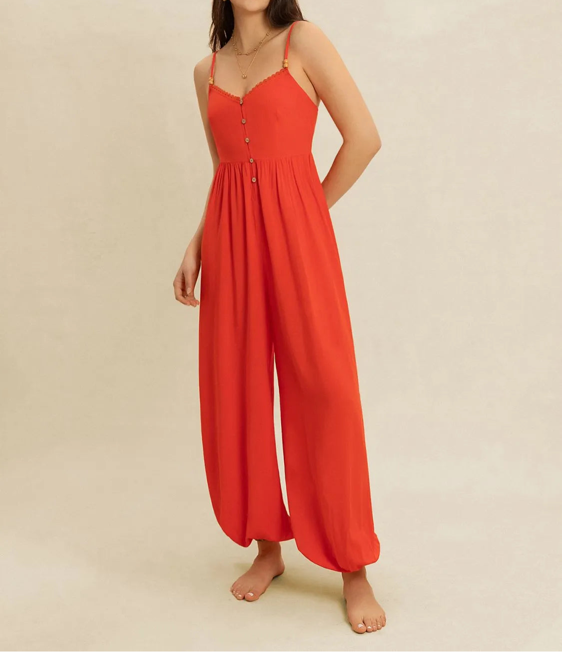 V-Neck Spaghetti Strap Jumpsuit-Jumpsuits & Rompers-Krush Kandy, Women's Online Fashion Boutique Located in Phoenix, Arizona (Scottsdale Area)