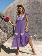 Embroidered Square Neck Ruffle Hem Dress-Krush Kandy, Women's Online Fashion Boutique Located in Phoenix, Arizona (Scottsdale Area)