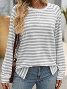 Striped Round Neck Long Sleeve T-Shirt-Long Sleeve Tops-Krush Kandy, Women's Online Fashion Boutique Located in Phoenix, Arizona (Scottsdale Area)