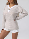 Striped Button Detail Long Sleeve Top-Long Sleeve Tops-Krush Kandy, Women's Online Fashion Boutique Located in Phoenix, Arizona (Scottsdale Area)