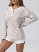 Striped Button Detail Long Sleeve Top-Long Sleeve Tops-Krush Kandy, Women's Online Fashion Boutique Located in Phoenix, Arizona (Scottsdale Area)