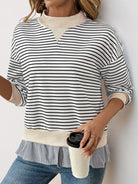 Perfee Faux Layered Striped Long Sleeve Sweatshirt-Long Sleeve Tops-Krush Kandy, Women's Online Fashion Boutique Located in Phoenix, Arizona (Scottsdale Area)