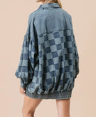 Double Take Checkered Button Up Denim Jacket-Jacket-Krush Kandy, Women's Online Fashion Boutique Located in Phoenix, Arizona (Scottsdale Area)