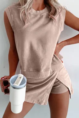 Mineral Wash Split Skirt & Tank Set-2 Piece Outfit Sets-Krush Kandy, Women's Online Fashion Boutique Located in Phoenix, Arizona (Scottsdale Area)