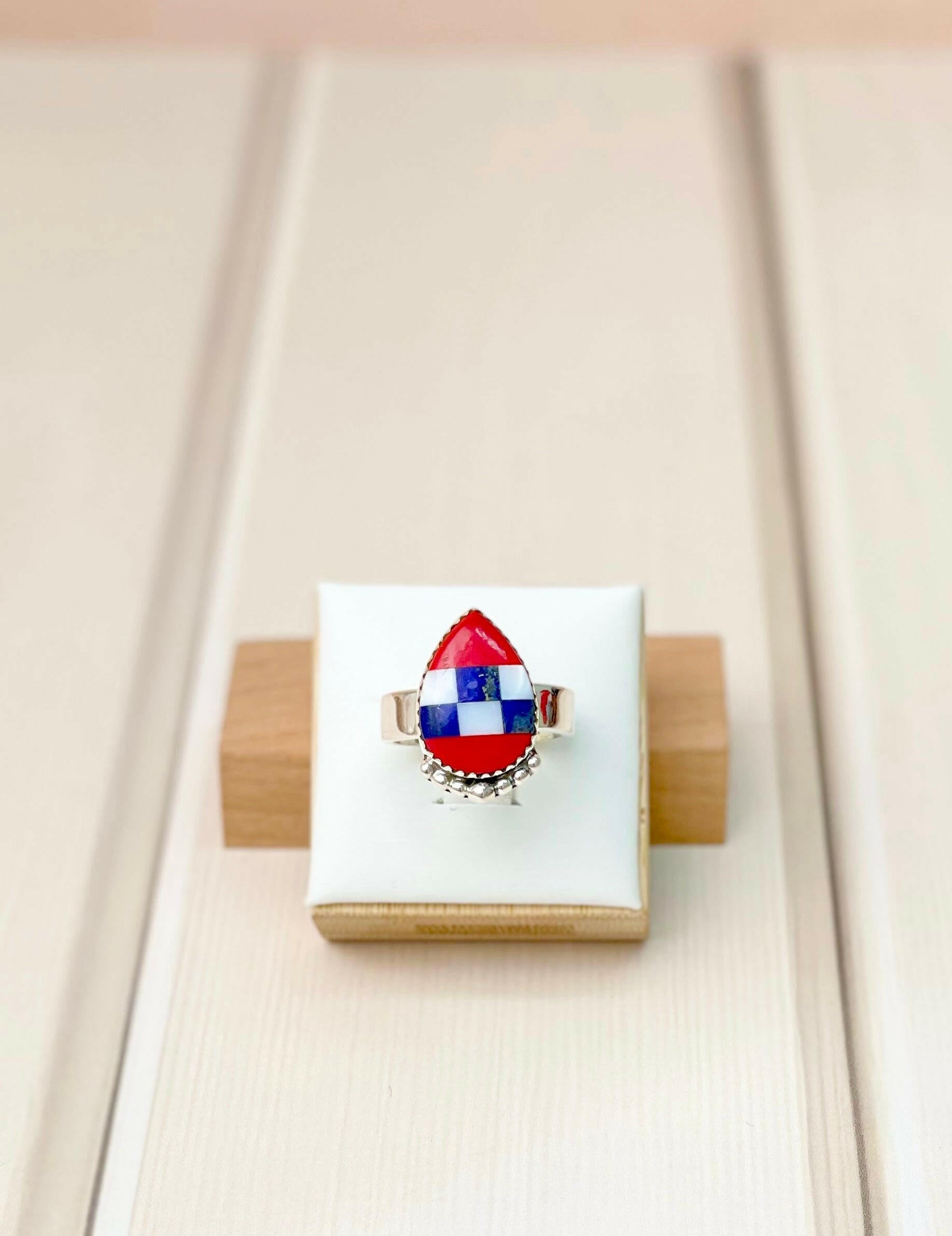 Americana Check Charm Rings-Rings-Krush Kandy, Women's Online Fashion Boutique Located in Phoenix, Arizona (Scottsdale Area)