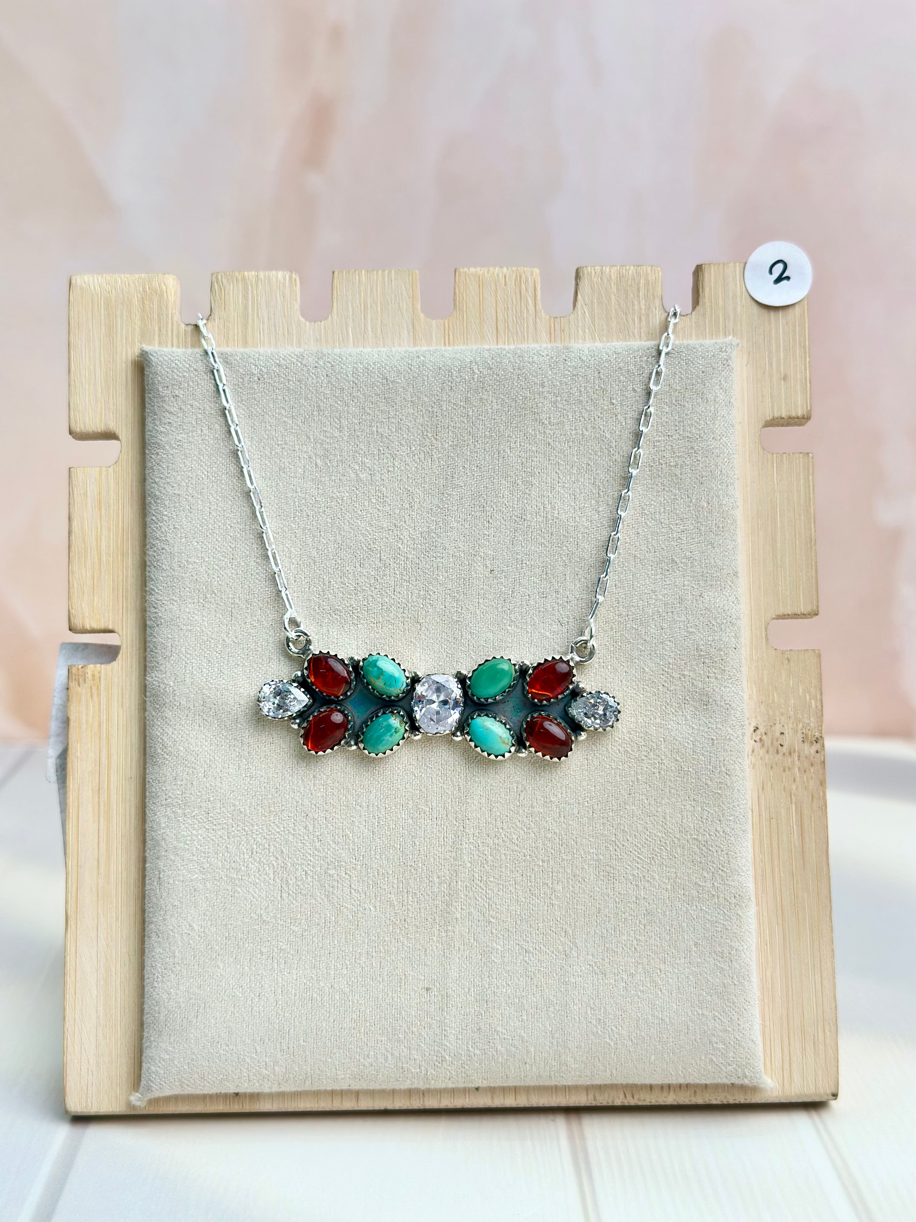 Amber, Turquoise & Crystal Necklaces-Necklaces-Krush Kandy, Women's Online Fashion Boutique Located in Phoenix, Arizona (Scottsdale Area)