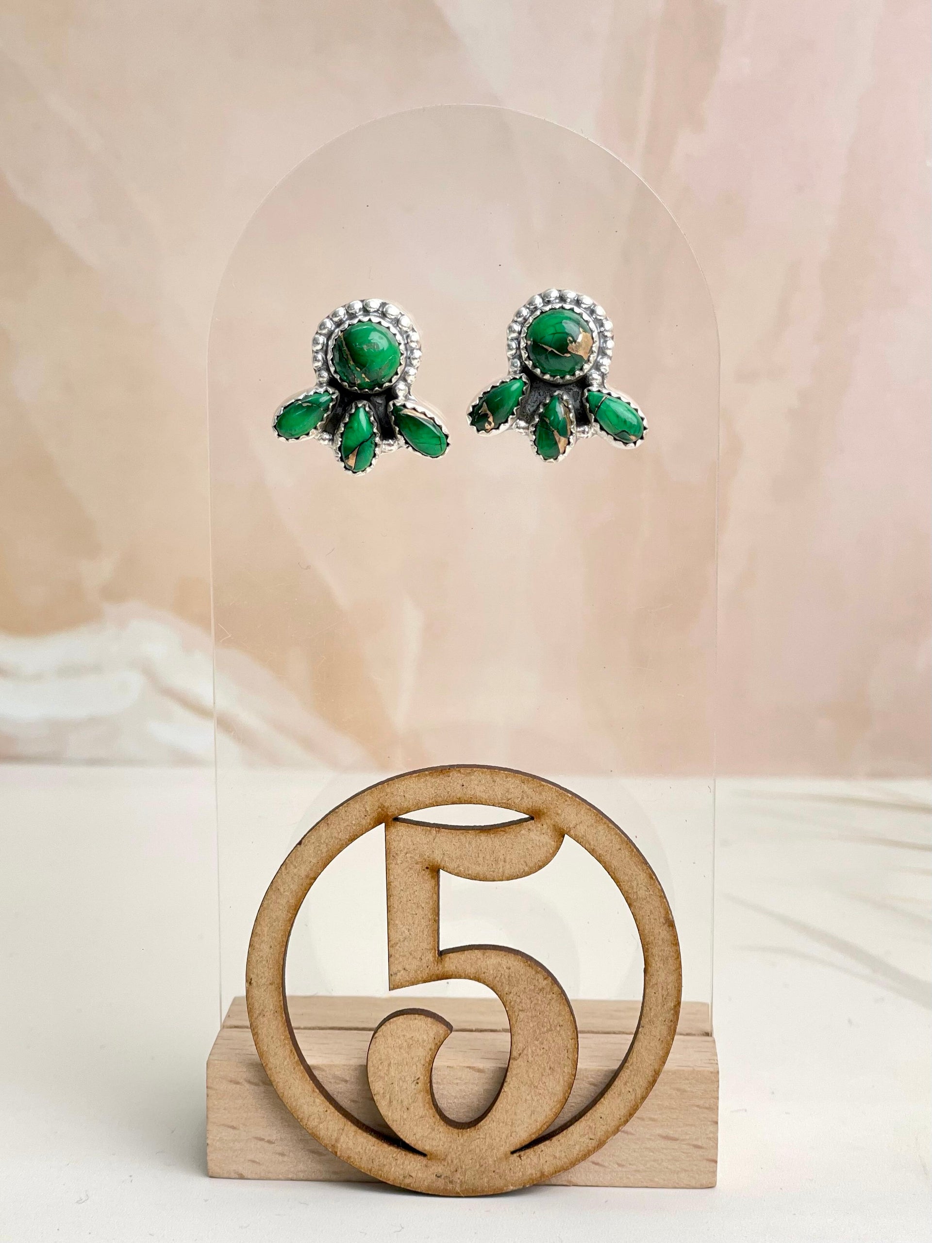Irish Green Dahlia Studs sno 1-Earrings-Krush Kandy, Women's Online Fashion Boutique Located in Phoenix, Arizona (Scottsdale Area)