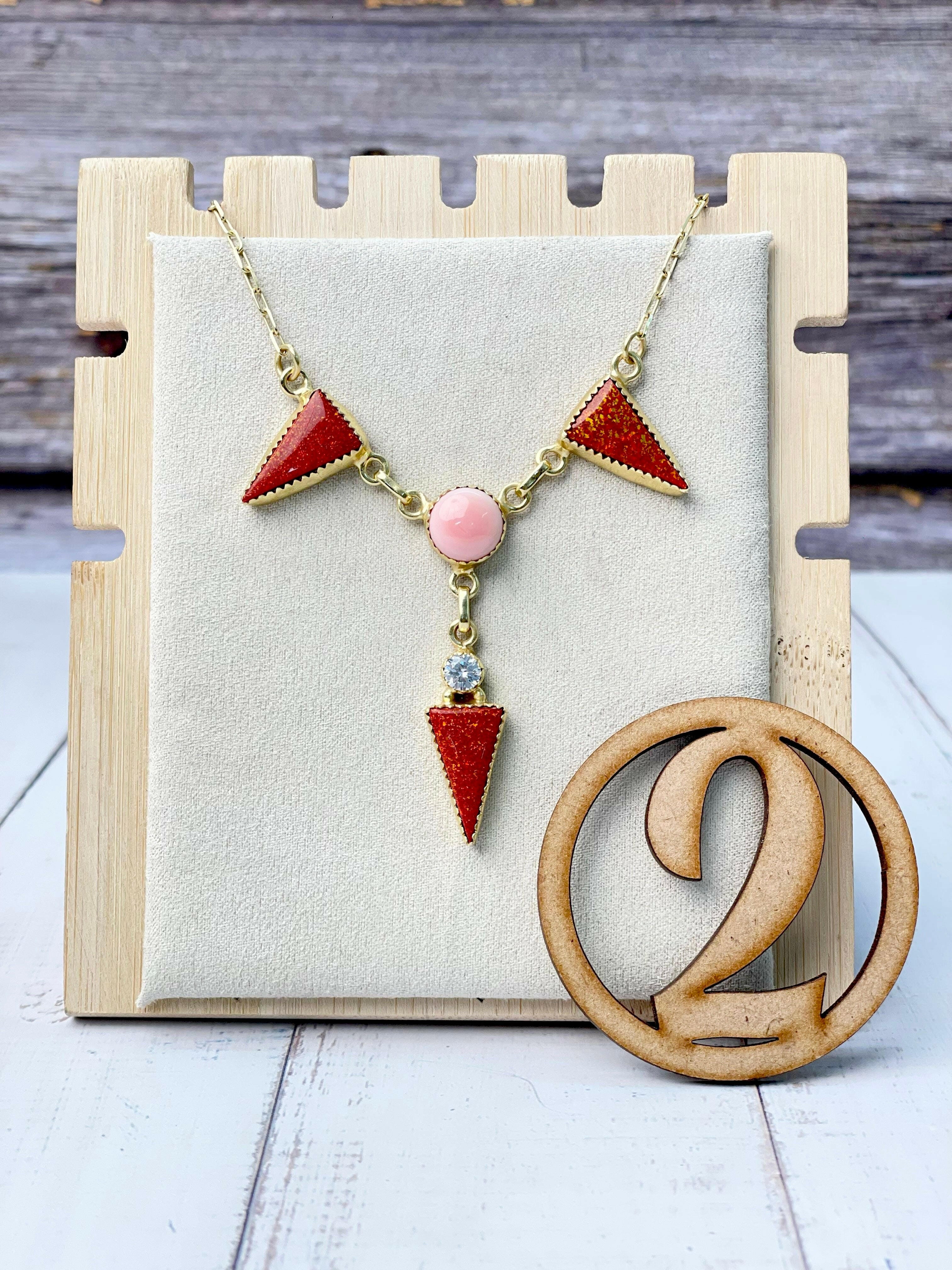 Pink Conch Desert Peaks Stone Necklaces-Necklaces-Krush Kandy, Women's Online Fashion Boutique Located in Phoenix, Arizona (Scottsdale Area)