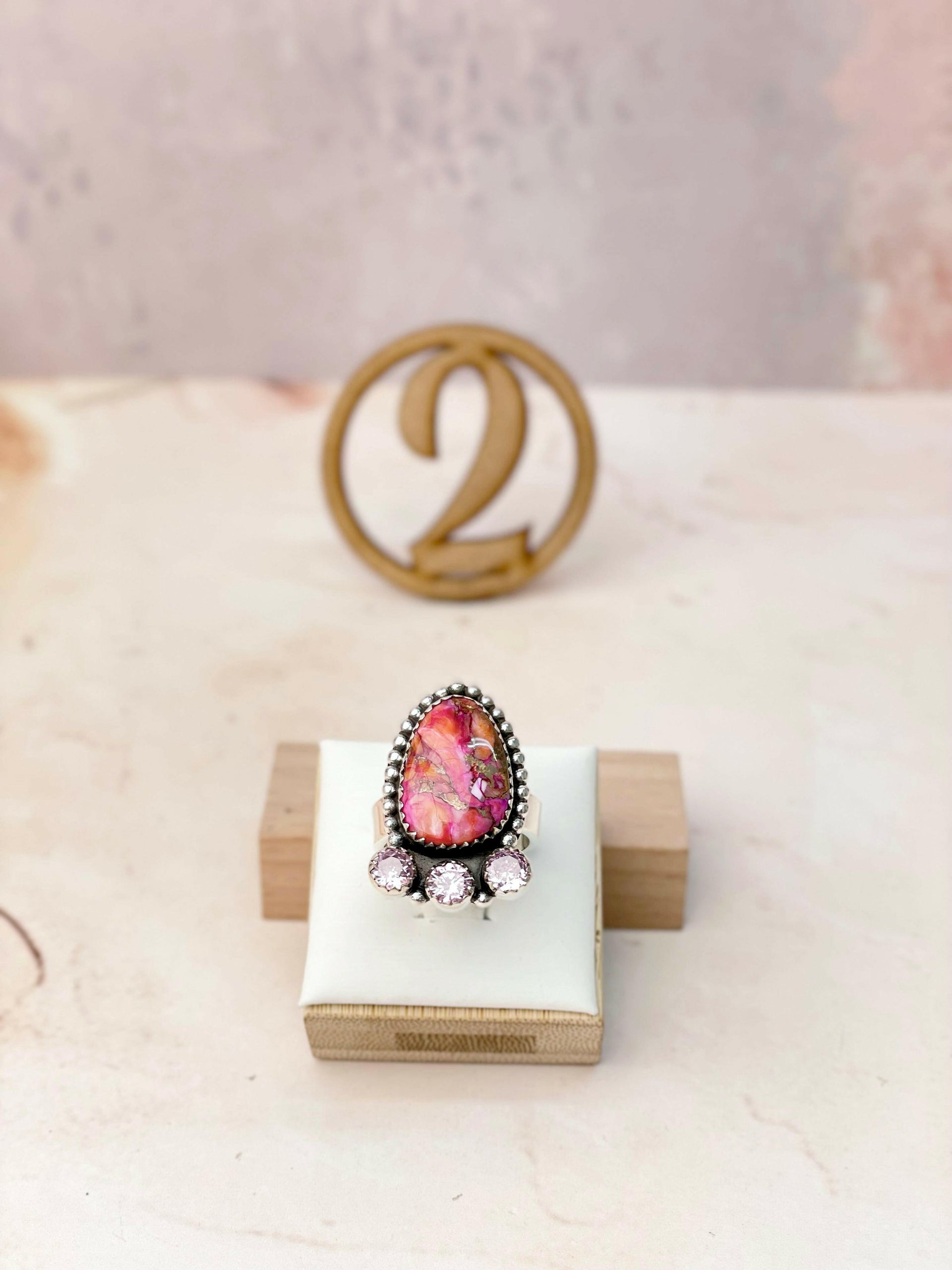 Star Burst Slab and Pink CZ Rings-Rings-Krush Kandy, Women's Online Fashion Boutique Located in Phoenix, Arizona (Scottsdale Area)