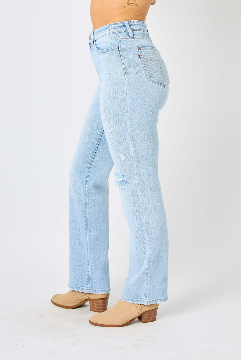 Judy Blue Full Size High Waist Distressed Straight Jeans-Krush Kandy, Women's Online Fashion Boutique Located in Phoenix, Arizona (Scottsdale Area)