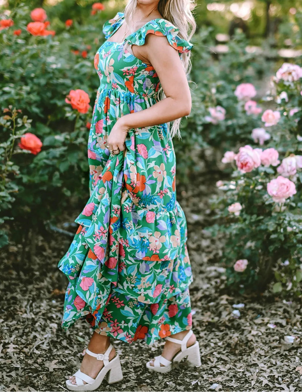 Tiered Ruffled Printed Sleeveless Dress-Dresses-Krush Kandy, Women's Online Fashion Boutique Located in Phoenix, Arizona (Scottsdale Area)