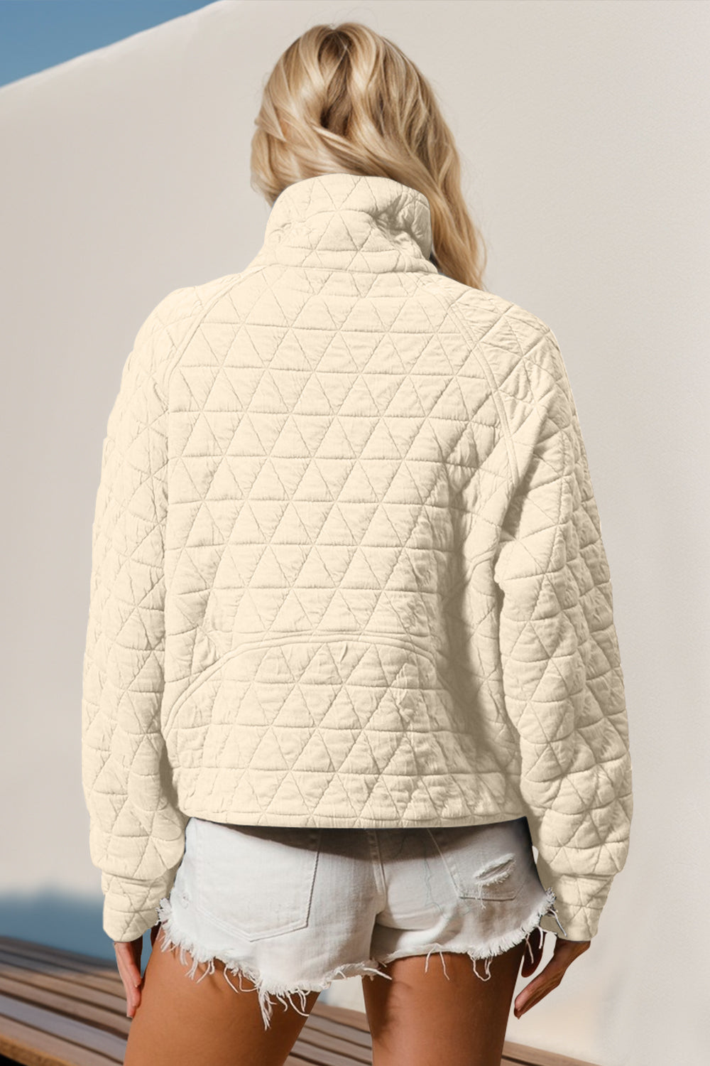 Half Zip Long Sleeve Quilted Sweatshirt with Pocket-Jackets-Krush Kandy, Women's Online Fashion Boutique Located in Phoenix, Arizona (Scottsdale Area)