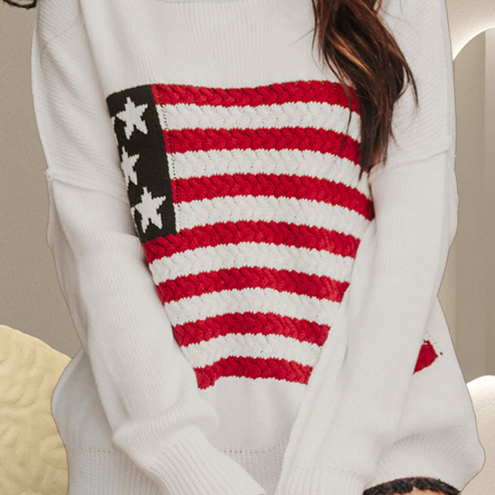 US Flag Round Neck Long Sleeve Knit Top-Krush Kandy, Women's Online Fashion Boutique Located in Phoenix, Arizona (Scottsdale Area)