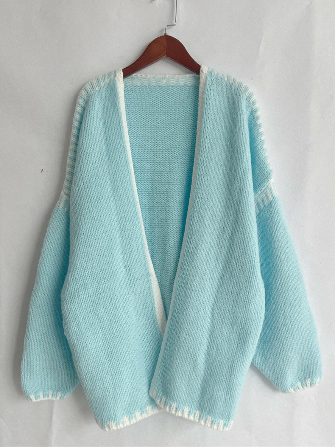 Contrast Open Front Dropped Shoulder Cardigan-Cardigan-Krush Kandy, Women's Online Fashion Boutique Located in Phoenix, Arizona (Scottsdale Area)